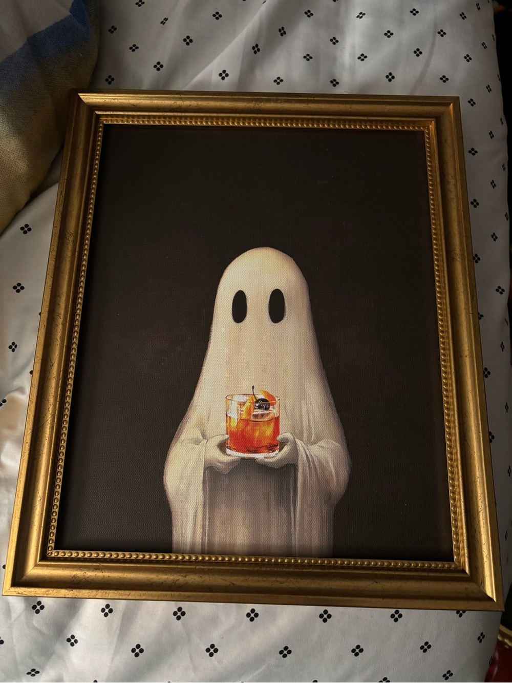 T.J.Maxx Gold-Framed Ghost Wall Art with Orange Cocktail